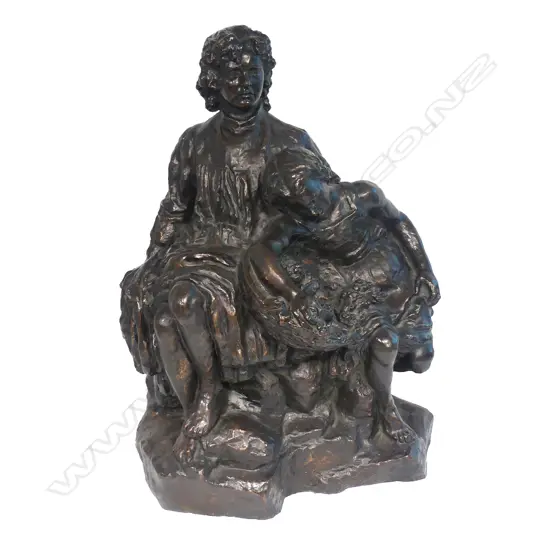 A large bronze figure group by Sara G. Wright (American)
