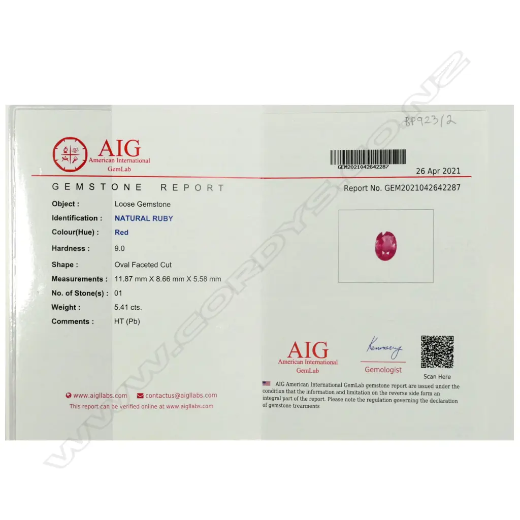 A 5.41ct natural ruby Image 1++
