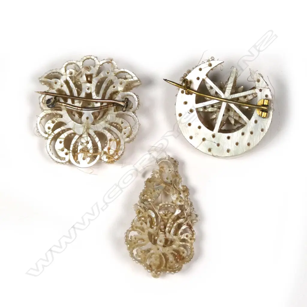 Three 19thC fancy pearl brooches Image 1++