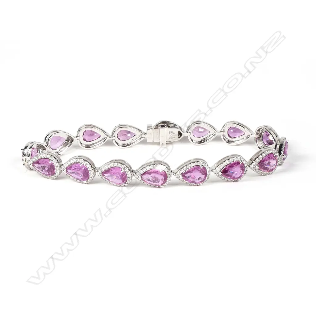 A 14ct white gold sapphire and diamond bracelet Image 1++