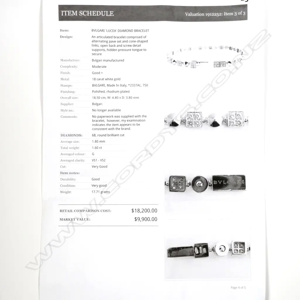 A Bvlgari 18ct white gold and diamond bracelet Image 1++
