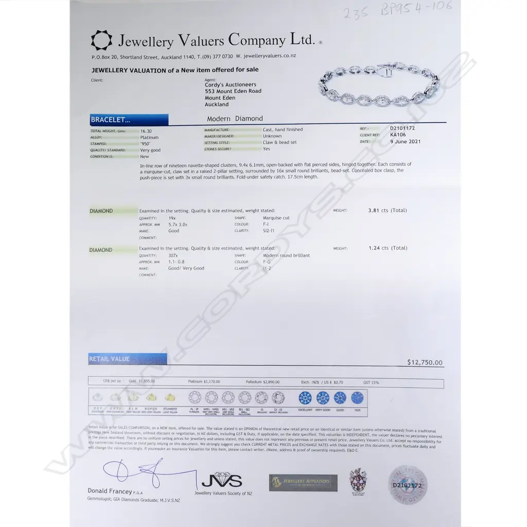 A platinum and diamond bracelet Image 1++