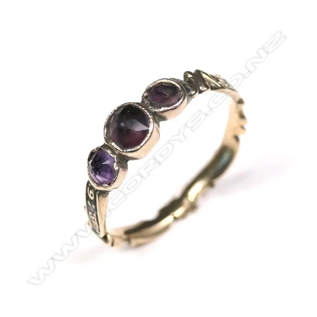 A George III gold and amethyst memorial ring Image 1++