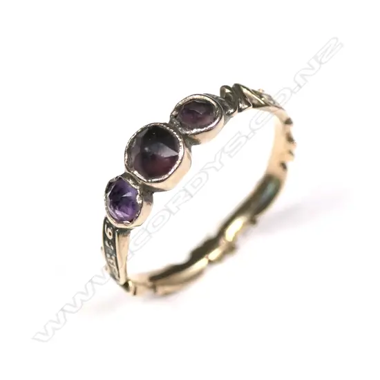 A George III gold and amethyst memorial ring