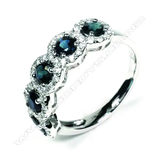A 14ct white gold sapphire and diamond ring
