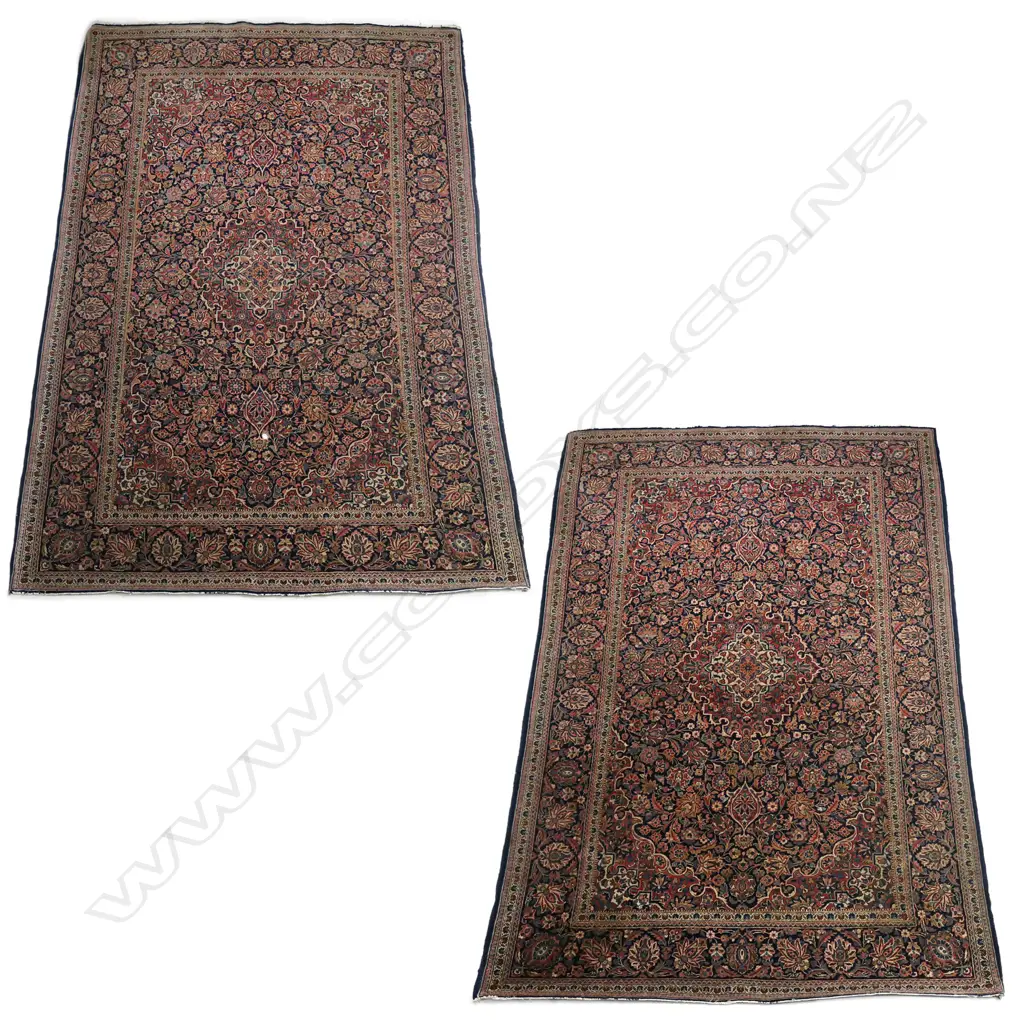 A pair of 1920s American Saruk hand knotted wool on cotton rugs Image 1++