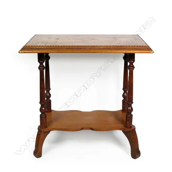 A New Zealand colonial inlaid woods display table