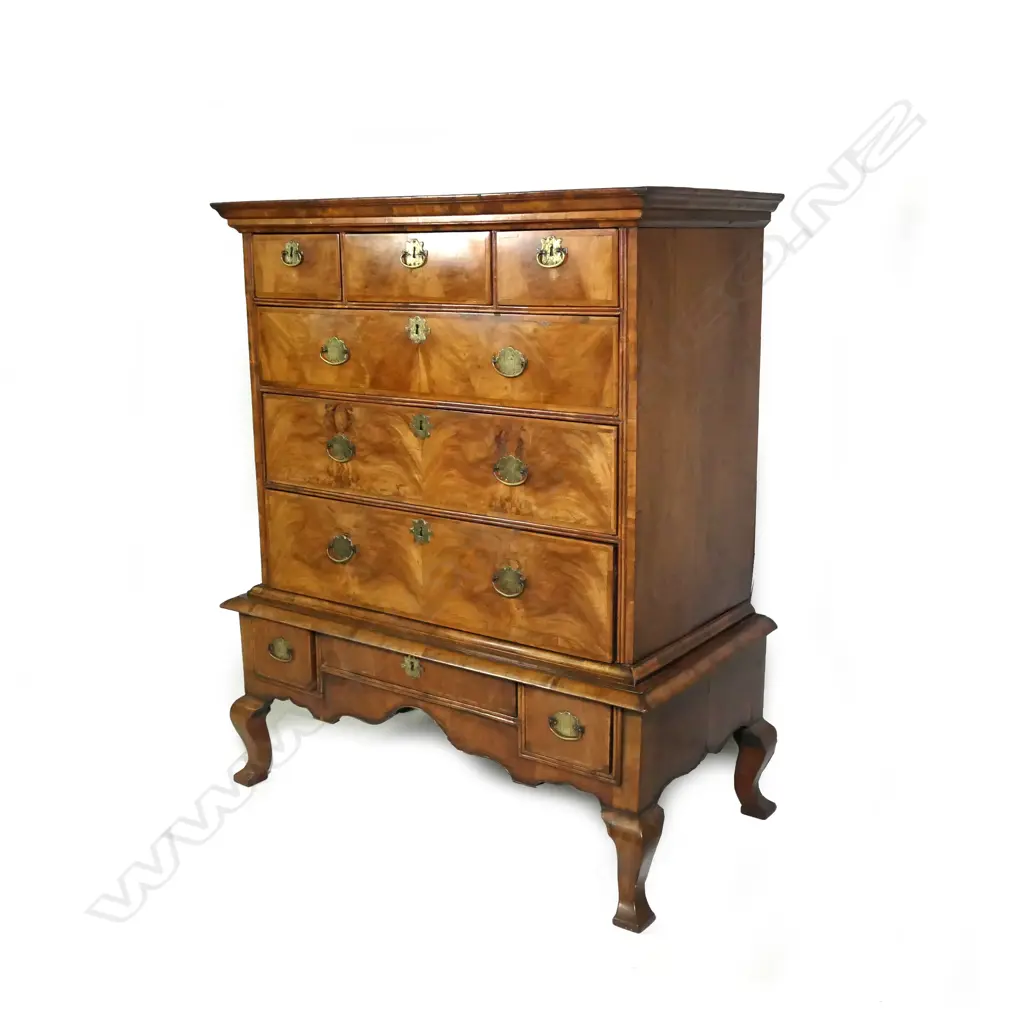 An early 18th century Georgian walnut chest on later stand Image 1++
