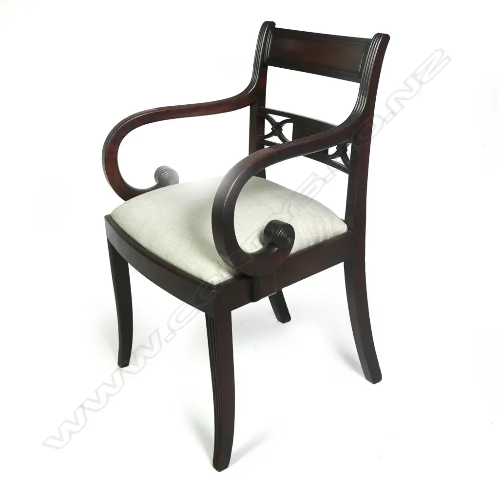 A Regency mahogany open elbow armchair Image 1++
