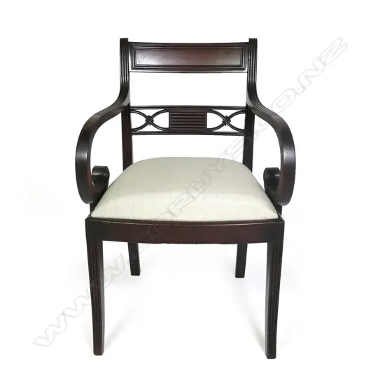 A Regency mahogany open elbow armchair