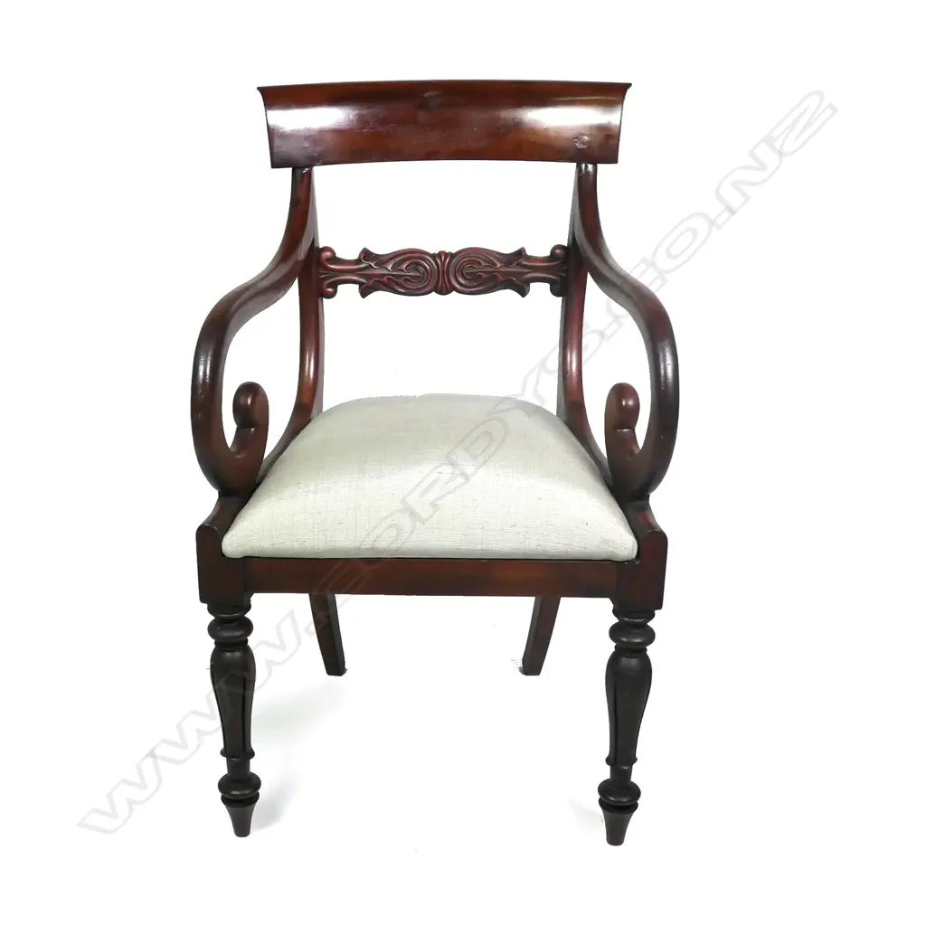 A Regency mahogany open elbow armchair Image 1++