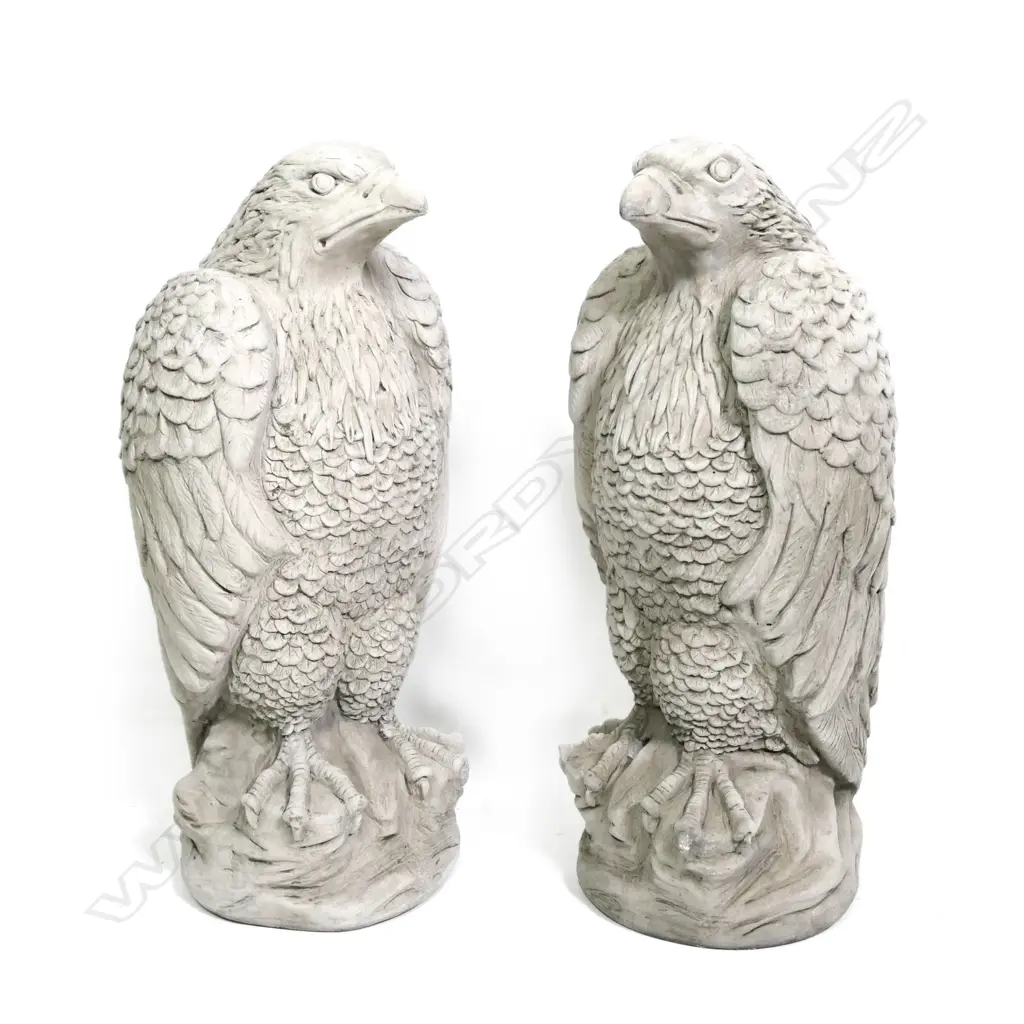 A pair of fine concrete garden/entrance standing eagles Image 1++