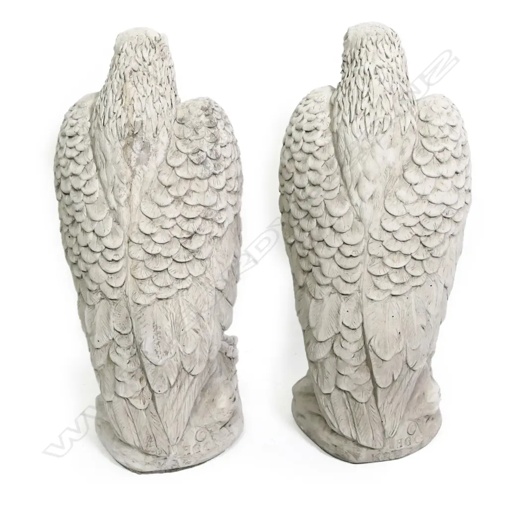 A pair of fine concrete garden/entrance standing eagles Image 1++