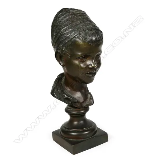 A small Italian bronze bust of a boy