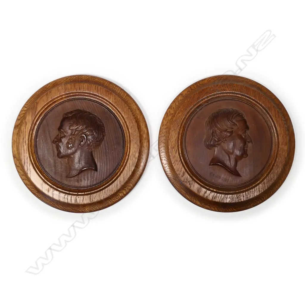 Two relief timber plaques of the composers Rossini and Auber Image 1++