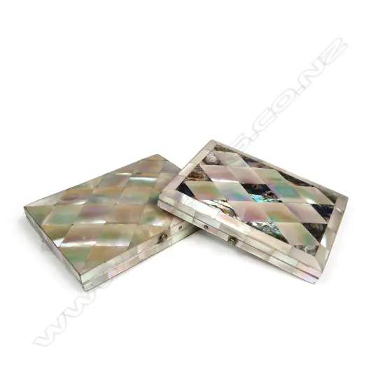 Two Victorian mother-of-pearl card cases