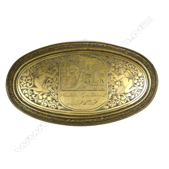 An 18thC Dutch brass tobacco box