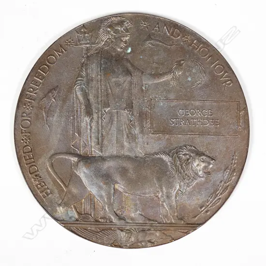A WWI memorial bronze plaque