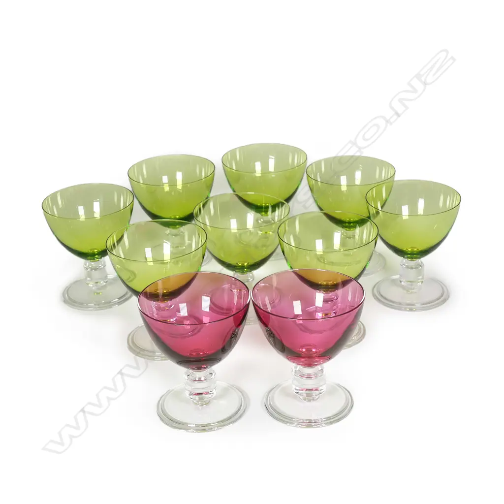 A set of ten Val St. Lambert crystal dessert wine glasses Image 1++
