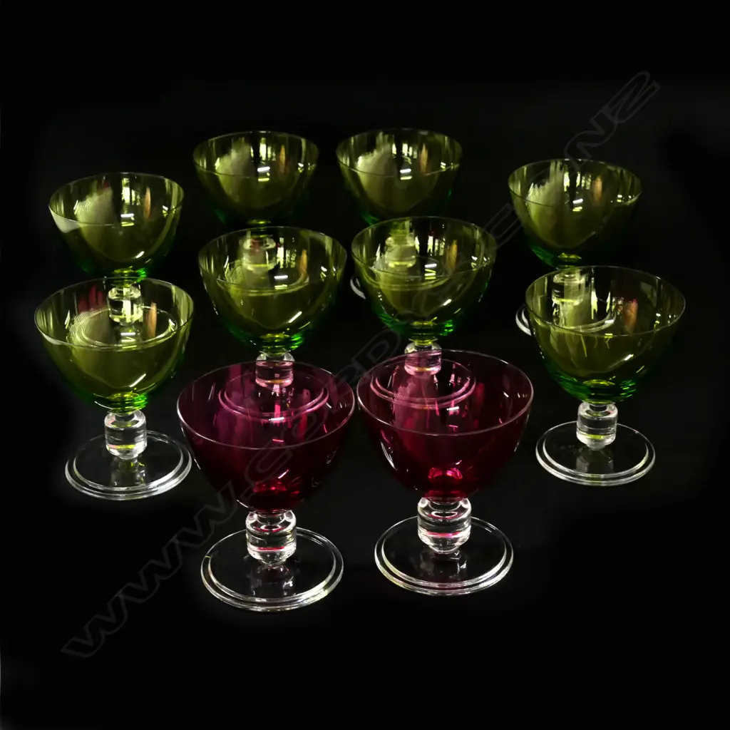 A set of ten Val St. Lambert crystal dessert wine glasses Image 1++