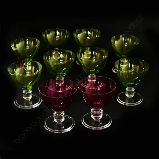 A set of ten Val St. Lambert crystal dessert wine glasses