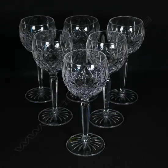 A set of six Waterford crystal Lismore pattern wine glasses