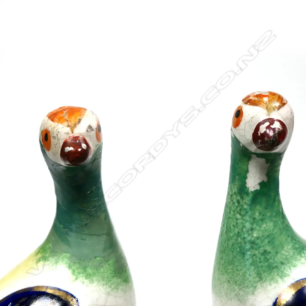 A pair of uncommon Victorian Staffordshire bird pen stands Image 1++