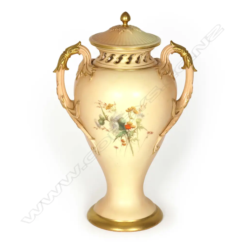 ROYAL WORCESTER DBLE LIDDED VASE / POTPOURRI C.1900 H.270mm Image 1++