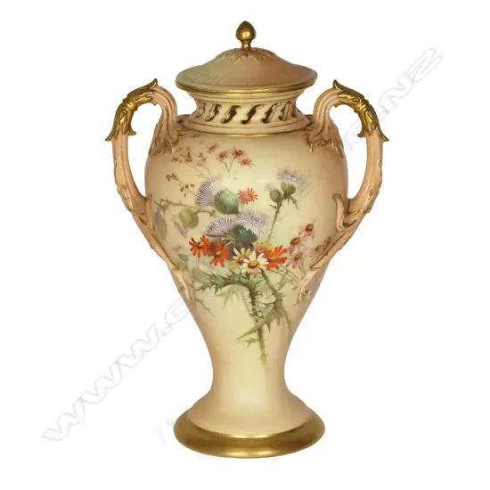 ROYAL WORCESTER DBLE LIDDED VASE / POTPOURRI C.1900 H.270mm