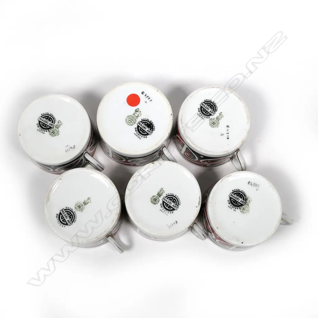 A Royal Doulton 'Maori Arts' six-person porcelain coffee service Image 1++