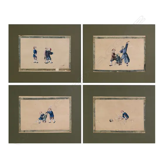 Four late 19thC Chinese watercolours on rice paper
