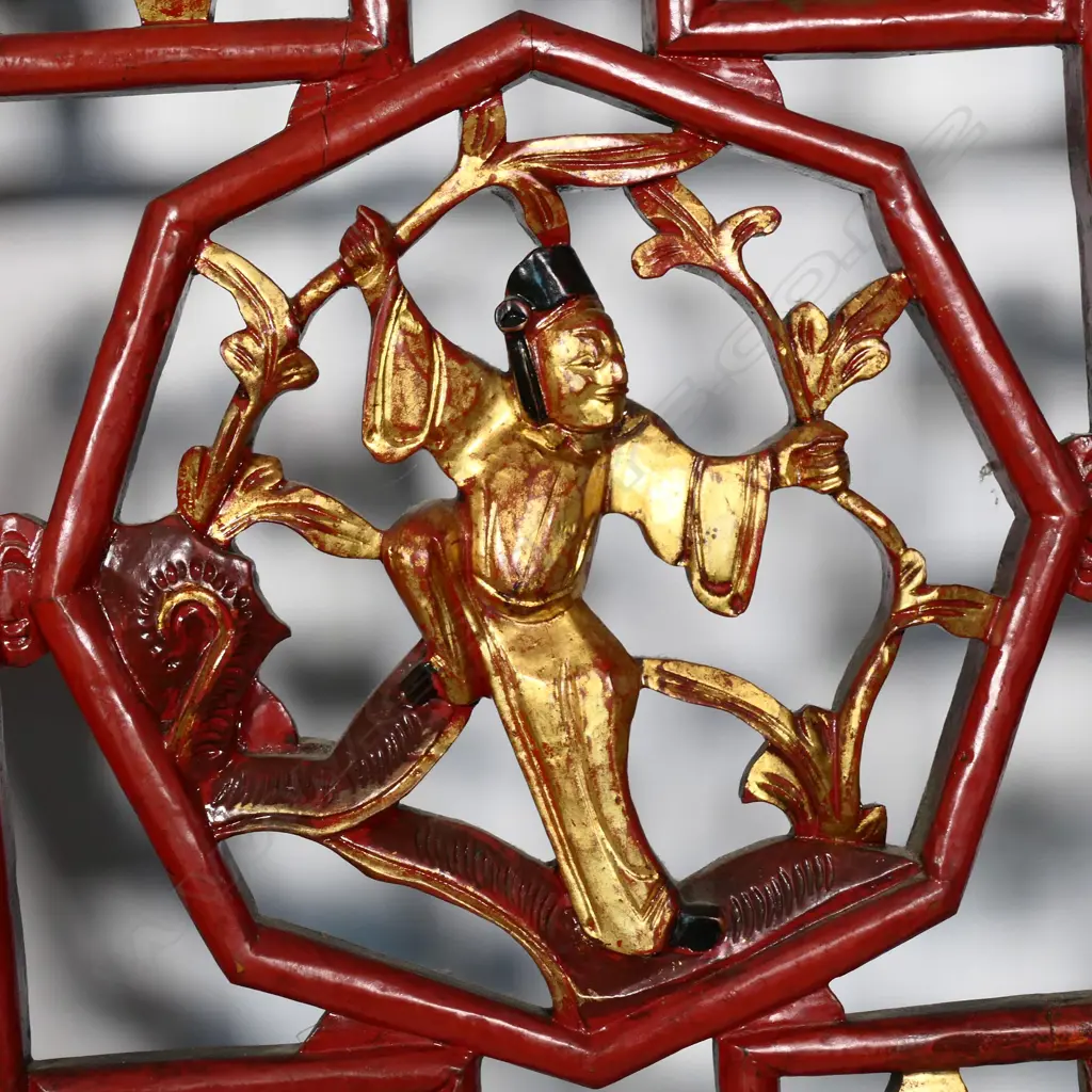 A pair of Chinese gilded and lacquered panels Image 1++