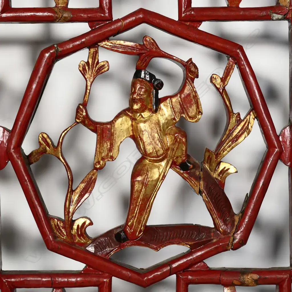 A pair of Chinese gilded and lacquered panels Image 1++