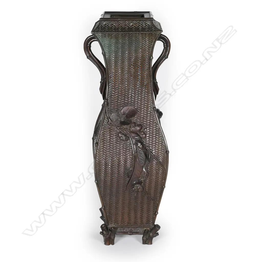 A Japanese Meiji period vase modelled as an ikebana basket Image 1++