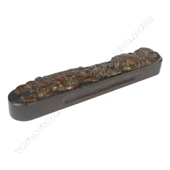 A 19thC rosewood scroll weight