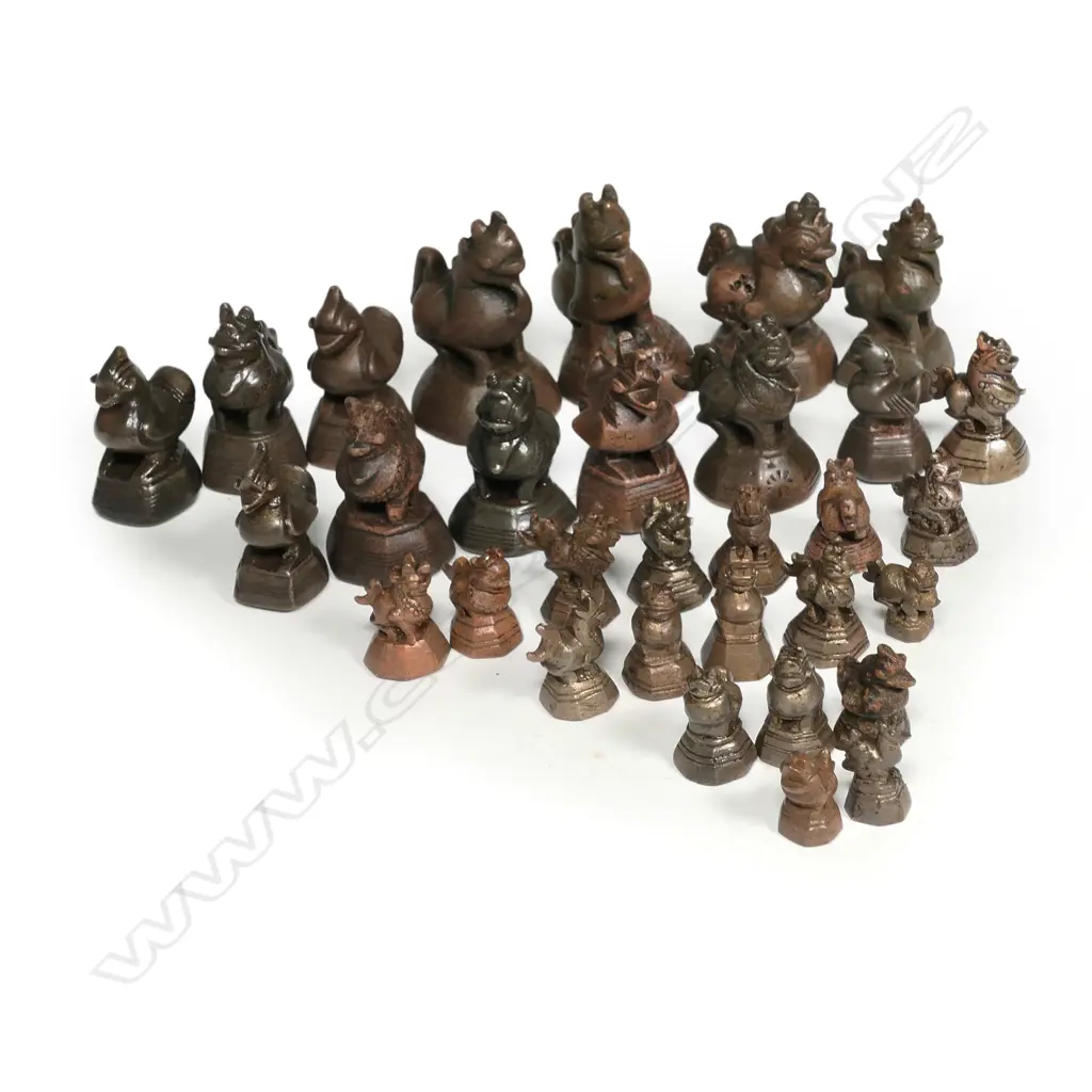 A large collection of 31 old bronze Burmese opium weights Image 1++
