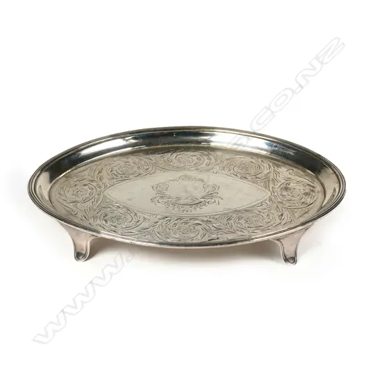 A George III small silver calling card tray