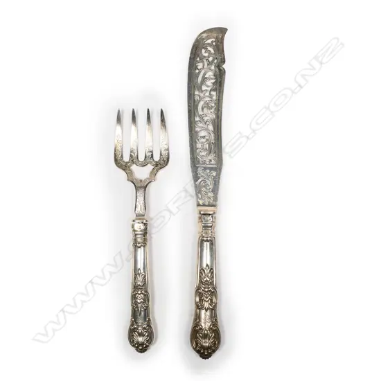 A pair of Victorian Queen’s pattern silver fish servers