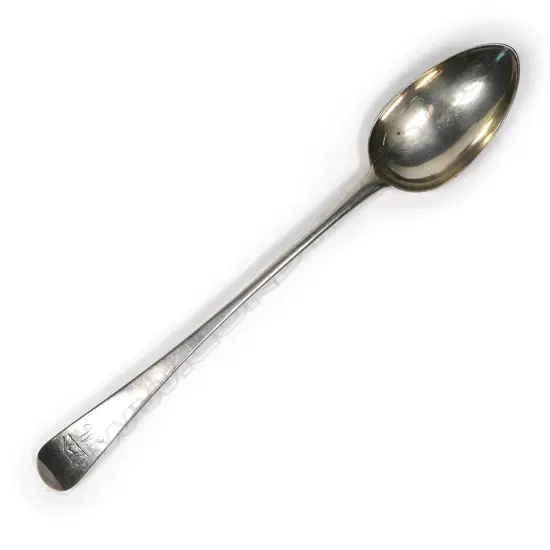 A George III silver serving spoon