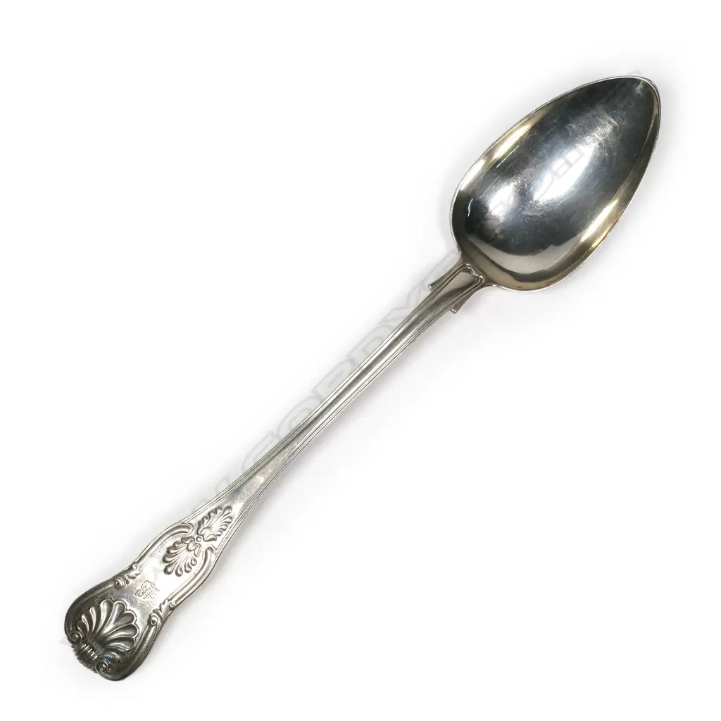 A heavy and impressive early Victorian silver serving spoon Image 1++