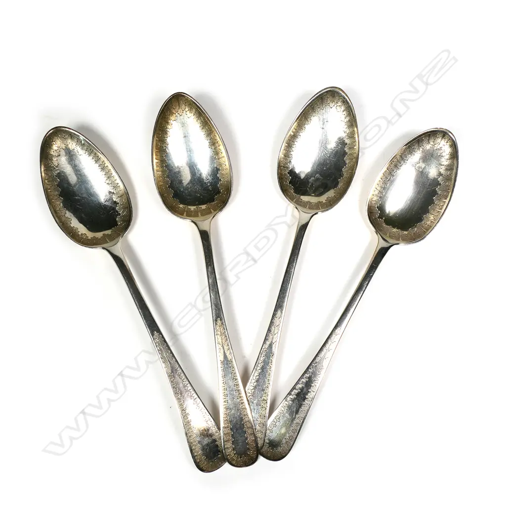 Four George III silver tablespoons Image 1++