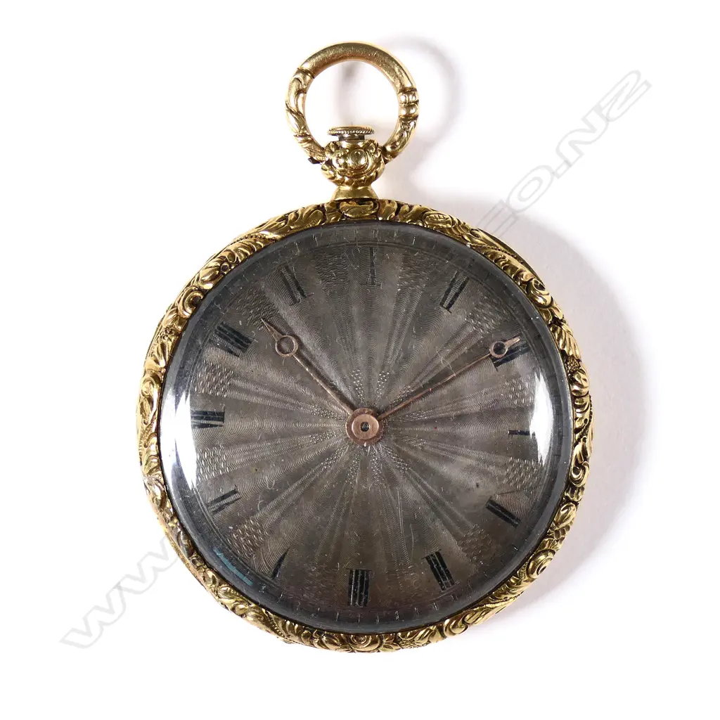 A 19thC 18ct yellow gold enamelled pocket watch Image 1++