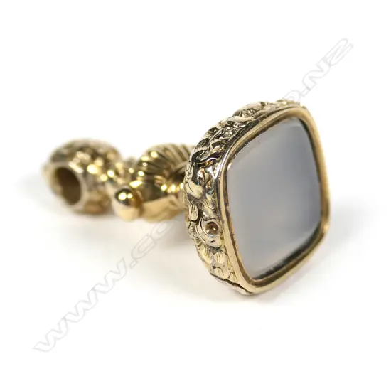 A 19thC 15ct yellow gold decorative fob seal