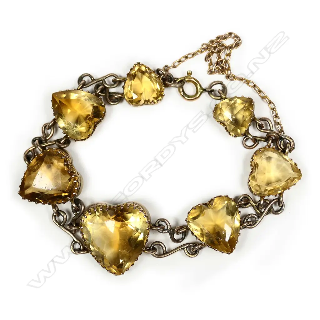 An early 20thC 9ct yellow gold and citrine bracelet Image 1++