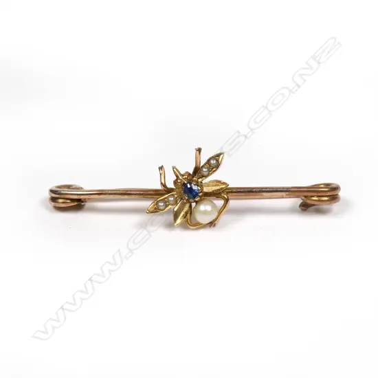 An Edwardian 9ct gold bug brooch