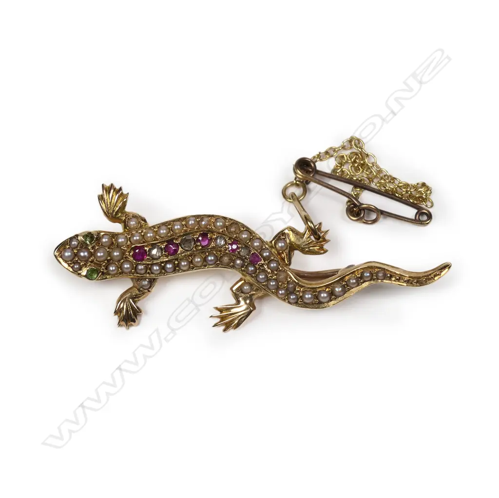 An Edwardian 15ct gold lizard brooch Image 1++