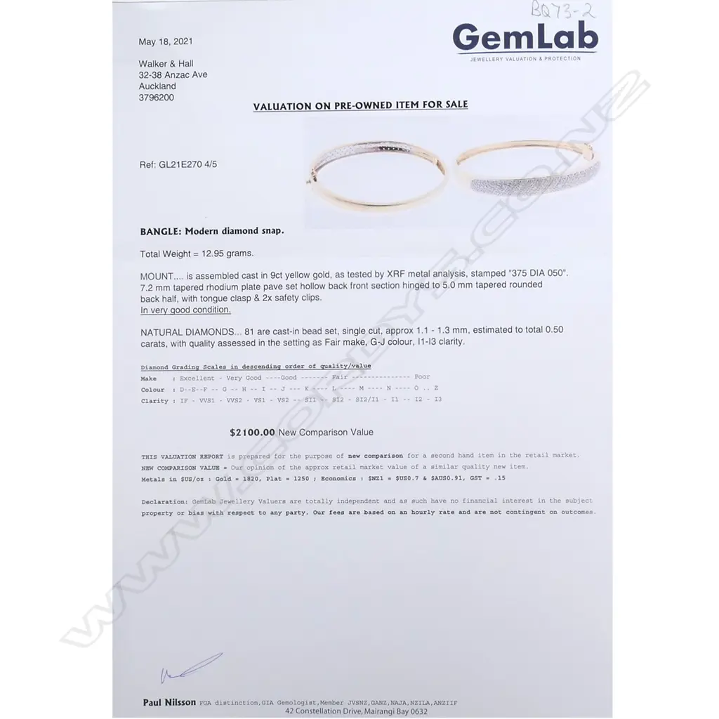 A 9ct gold and diamond hinged bangle Image 1++