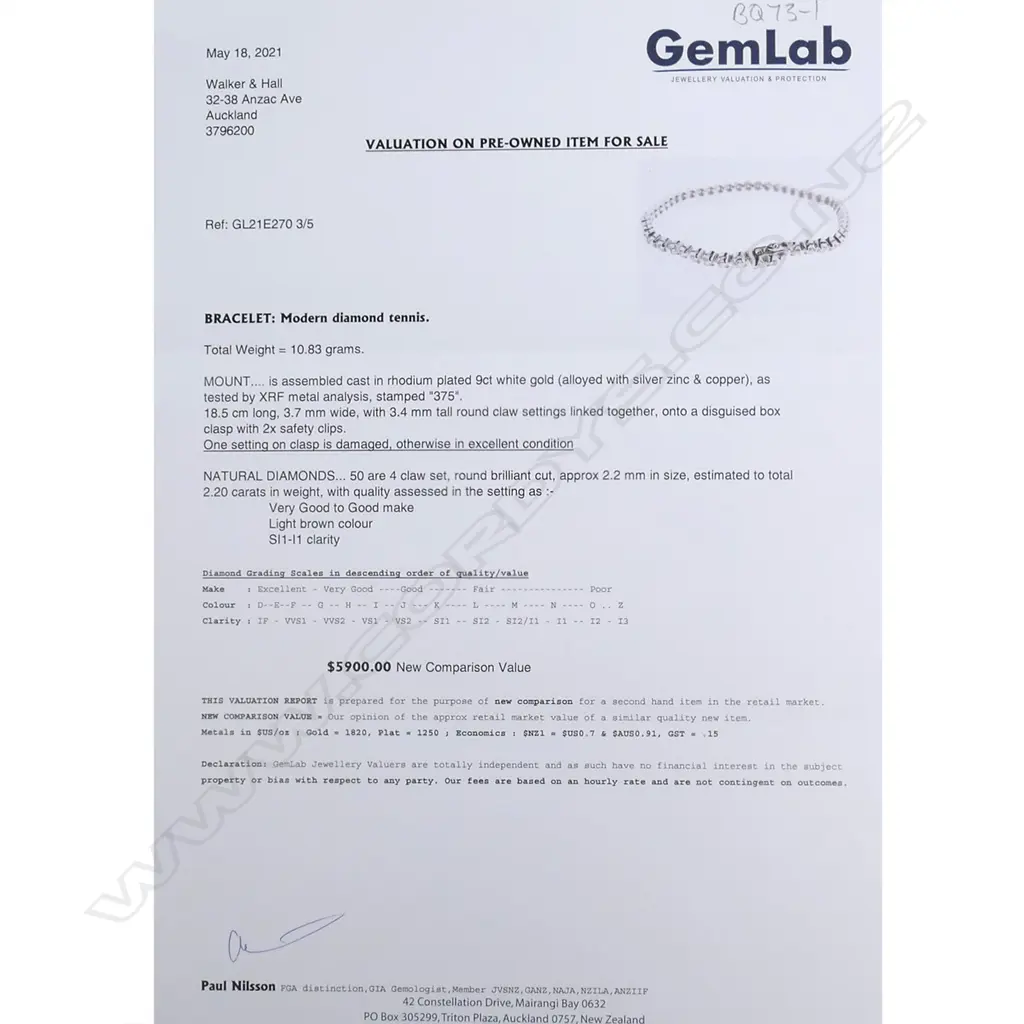 A 9ct white gold and diamond tennis bracelet Image 1++