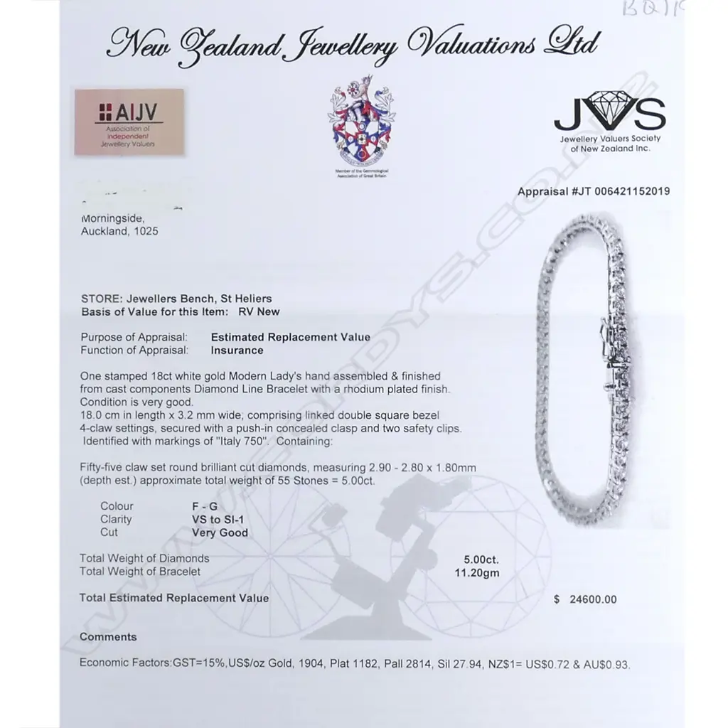 An 18ct white gold and diamond tennis bracelet Image 1++