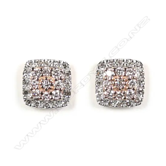 A pair of 14ct rose gold diamond stud earrings